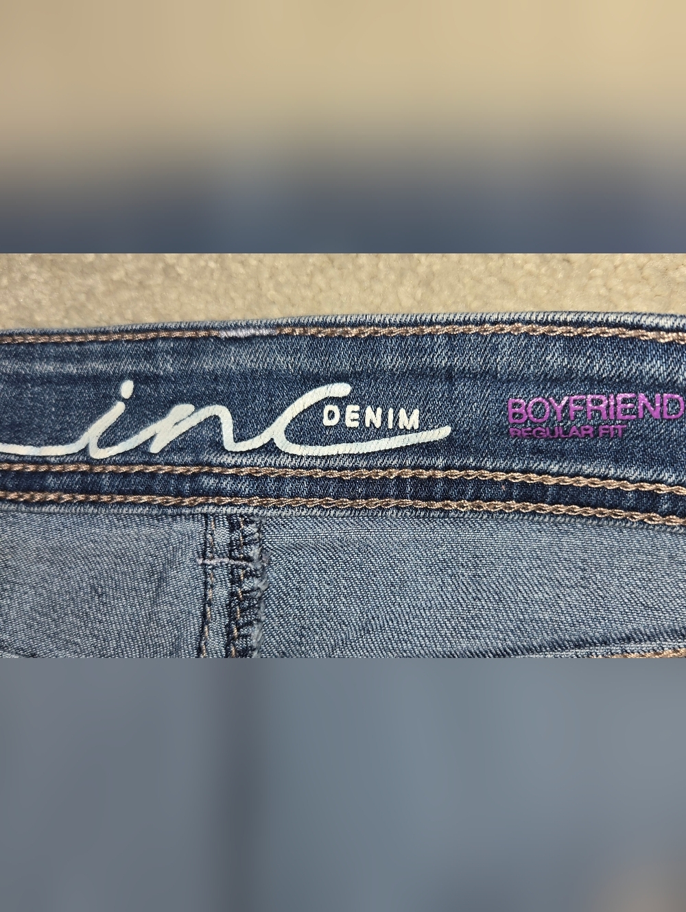 INC International Concepts Straight-Leg Dark Blue Denim Boyfriend Jeans. Size 0 - Picture 4 of 9